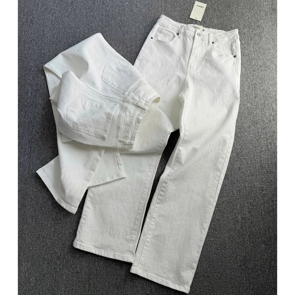 Quần jeans suông lưng thấp basic co giãn VIC01 URATV