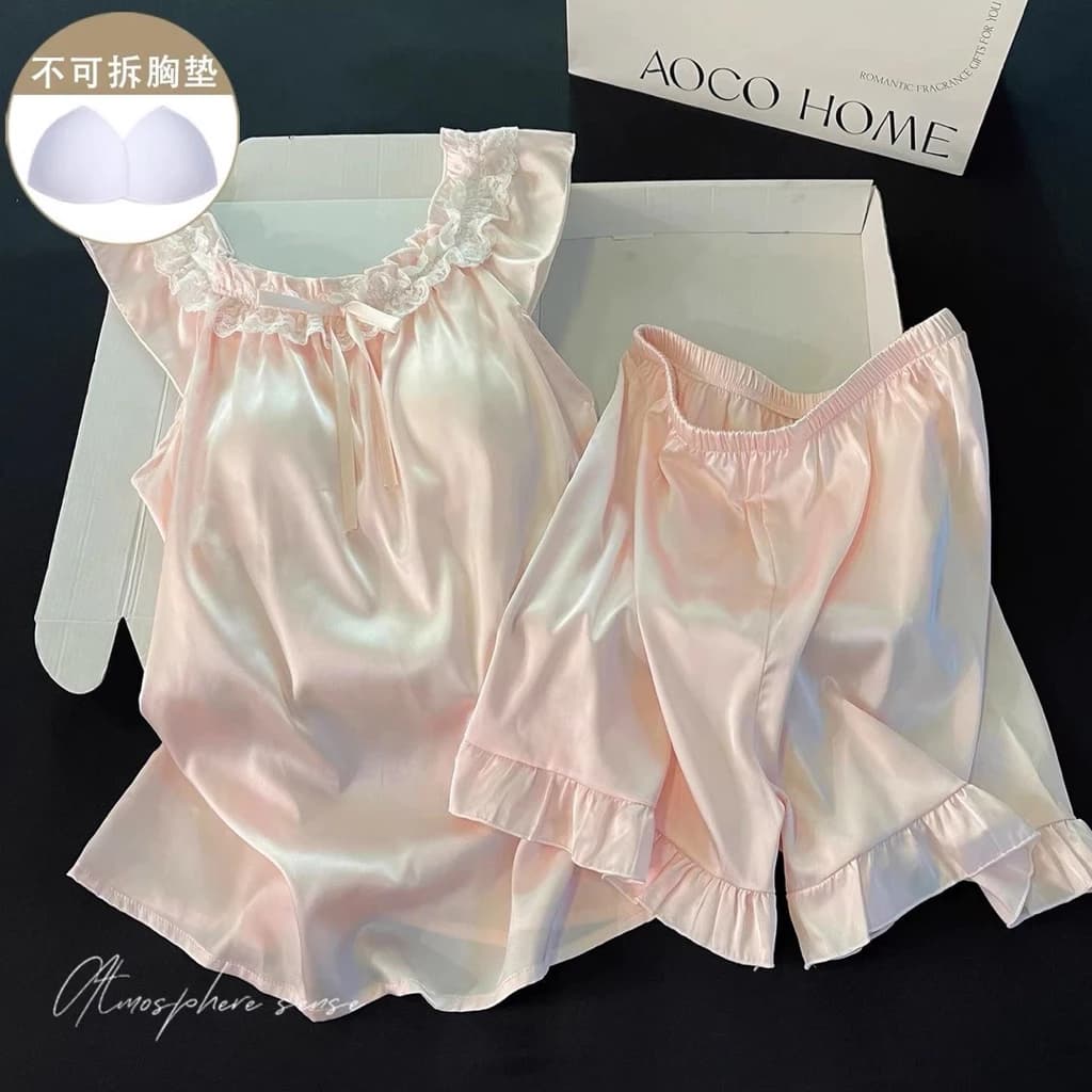 𝐘𝐮𝐫𝐢.𝐬𝐭𝐨𝐫𝐞 Bộ Ngủ Nơ Chun Ngực Màu Pastel Xinh Yêu