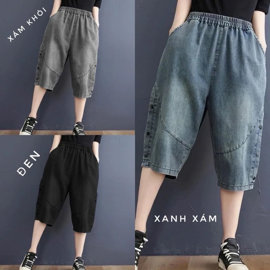 M33 Quần ngố jeans giấy mềm mát mặc thoải mái phối 6khuy năng động