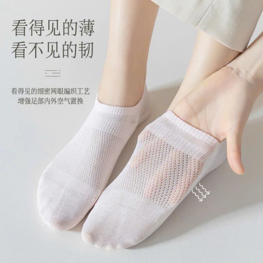 Tất lưới TH8 tất lưới cổ ngắn hoạ tiết phối giày búp bê, giày thể thao,tất nữ mùa hè chống hôi chân thoáng khí nữ 2026