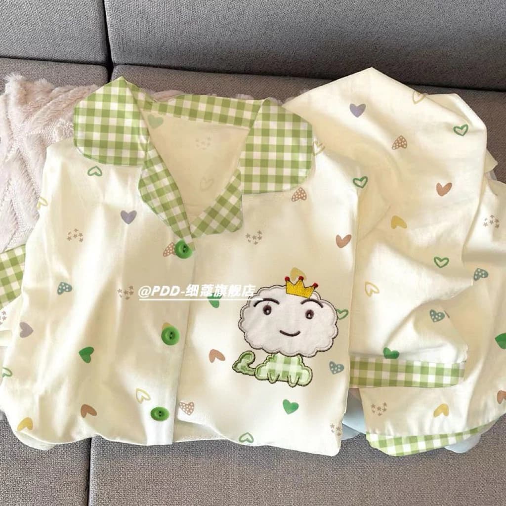 Set đồ ngủ dài tay nữ vải mềm mịn họa tiết cute – mặc mát, thoải máty