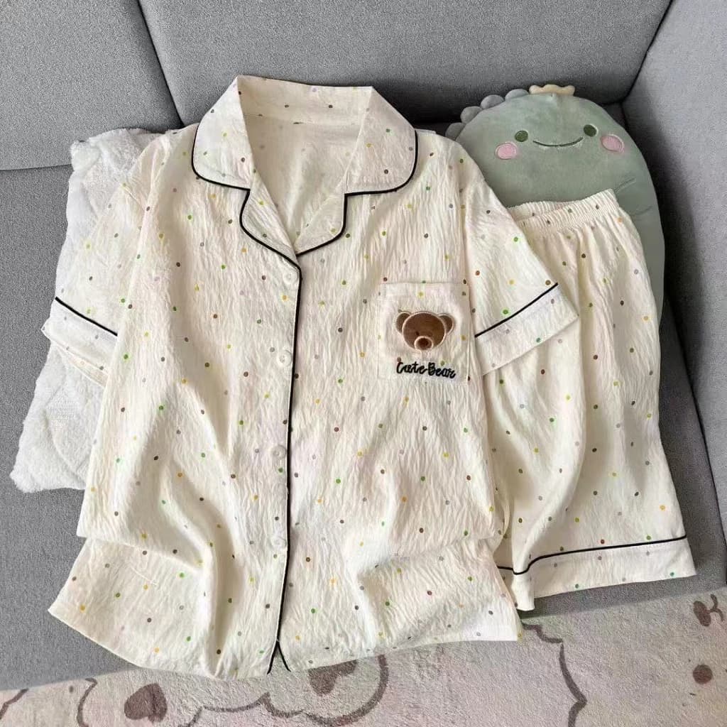 [Sẵn] Bộ đồ ngủ pyjama cho nữ áo cộc quần cộc nhiều hoạ tiết mặc nhà 500