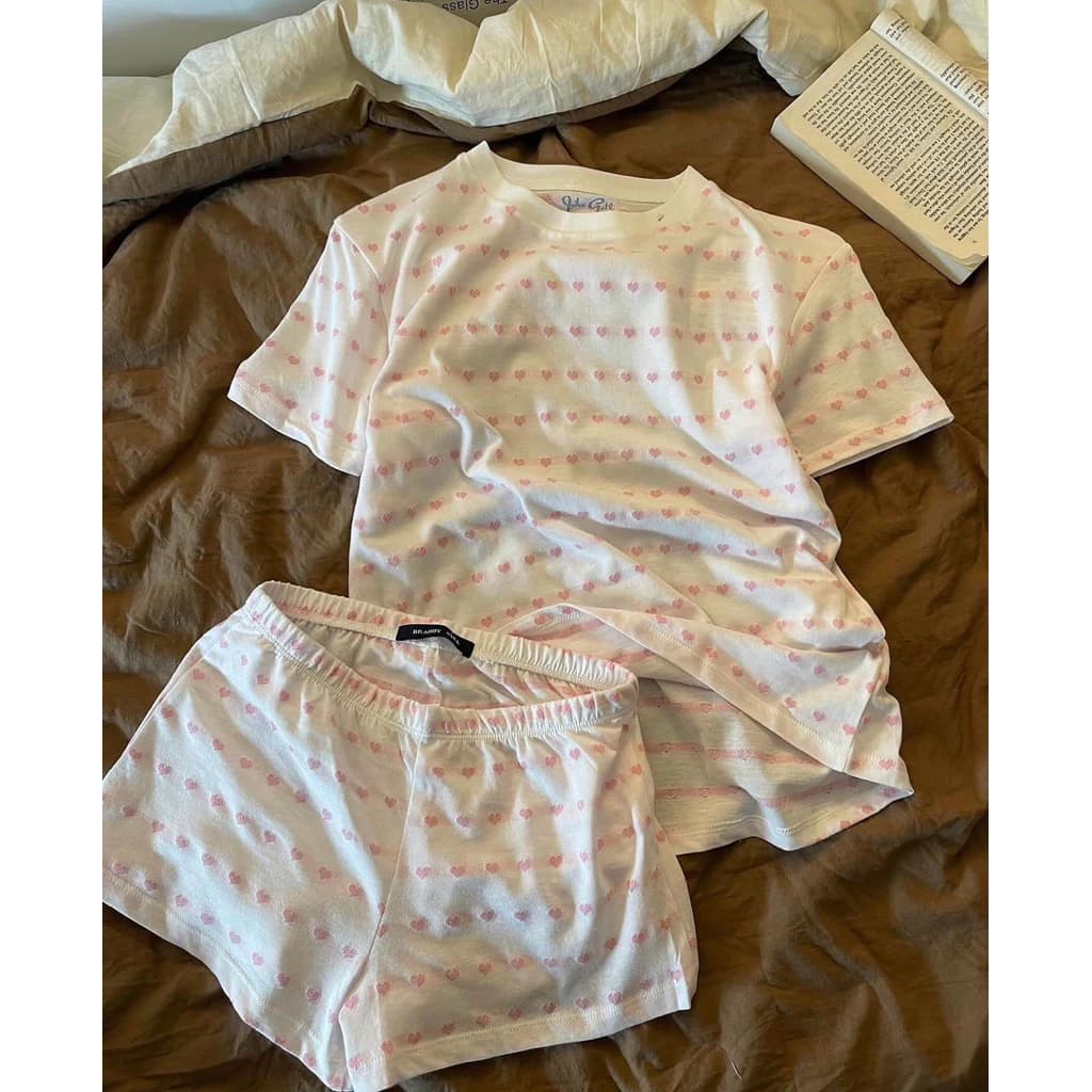 [Ord-41] Set đồ cộc chất cotton pha mềm mát thoải mái hoạ tiết đơn giản basic mặc ở nhà, đồ ngủ