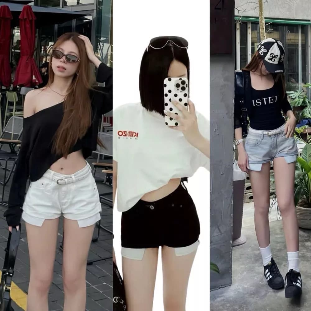Quần Short Jeans Nữ Lưng Cao Tôn Vòng 3 Ống Rộng Hack Dáng Siêu Xinh