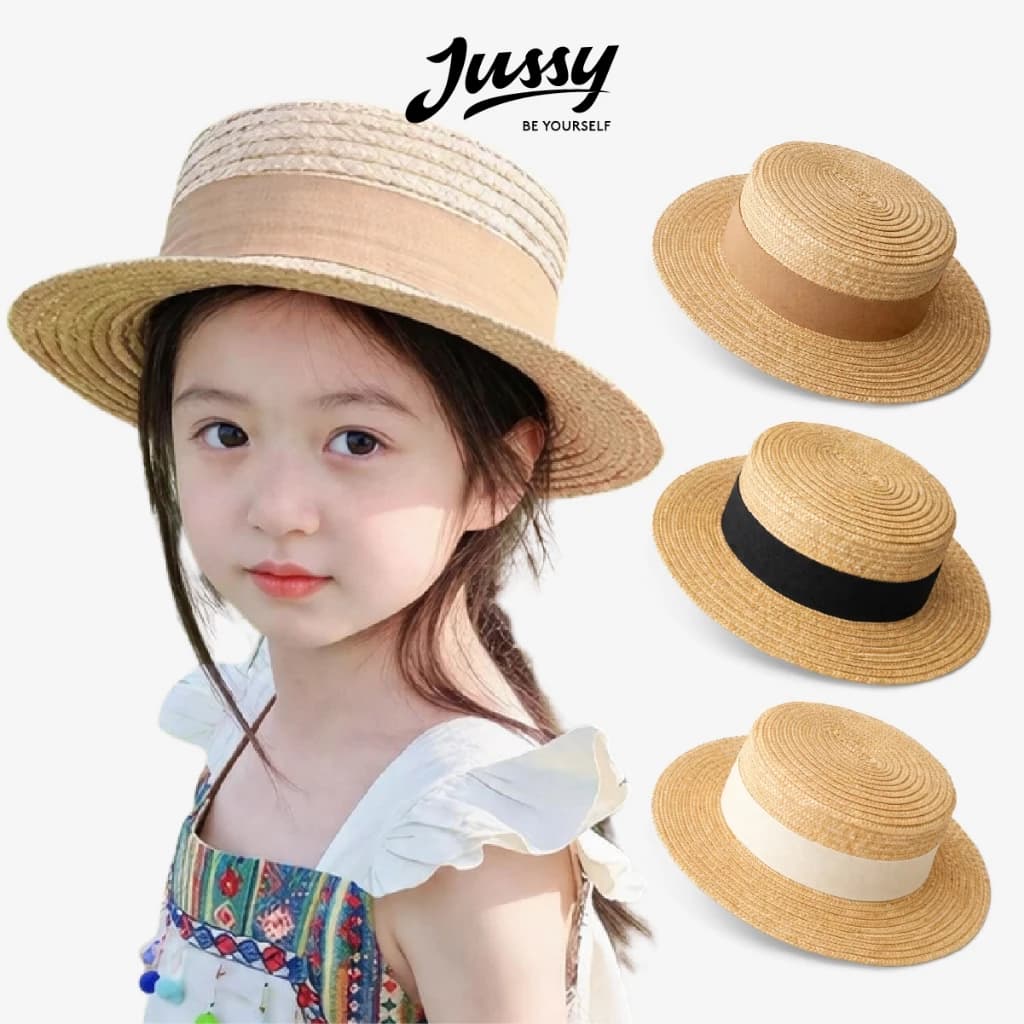 Mũ Cói Rơm Cho Bé ECB01 Mũ Rộng Vành Trẻ Em 1-6 Tuổi Che Nắng Bé Gái Vòng Đầu 46-52cm Đi Biển Siêu Xinh