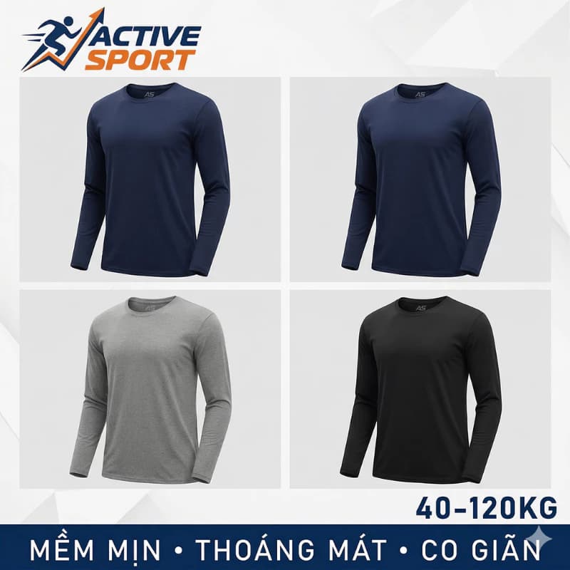 Áo thun thể thao dài tay nam (COMBO2,3,4) BIG SIZE tới 120kg, vải co giãn 4 chiều thoáng mátÁo thun thể thao dài tay nam