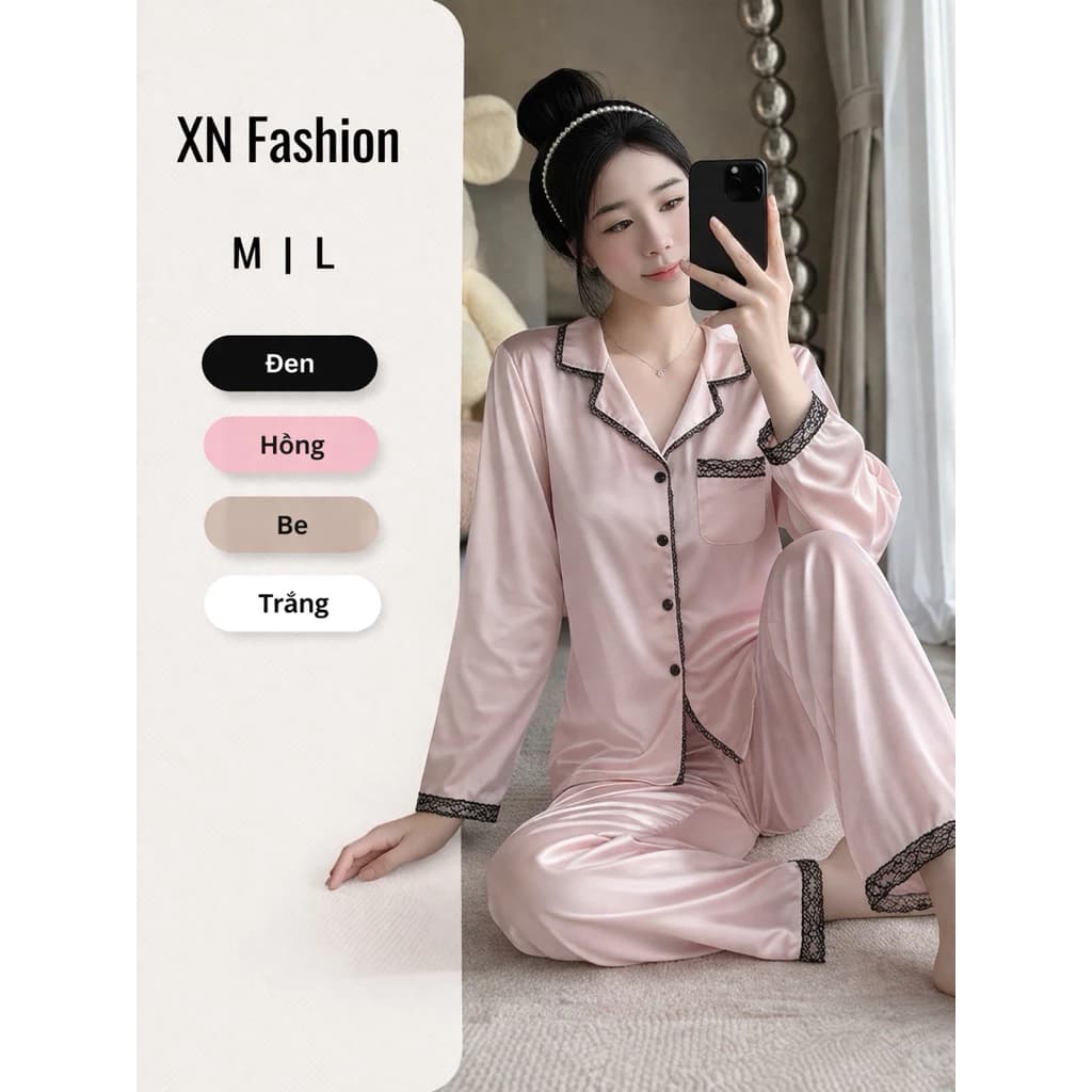 Bộ Ngủ Lụa Mặc Nhà Phối Ren Cao Cấp SZ 40-75KG