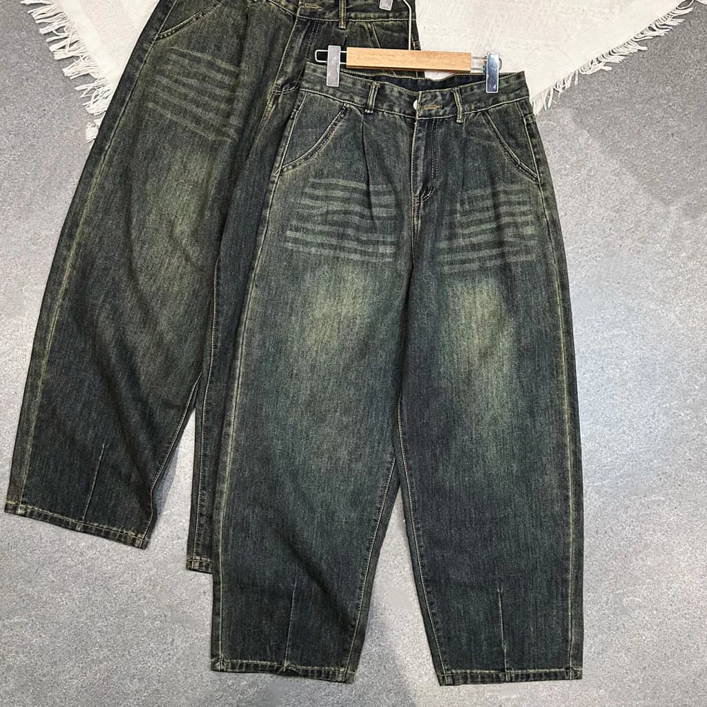 043 BIGSIZE Quần jeans baggy nữ cạp cao,quần baggy dáng thụng phối viền troem basic