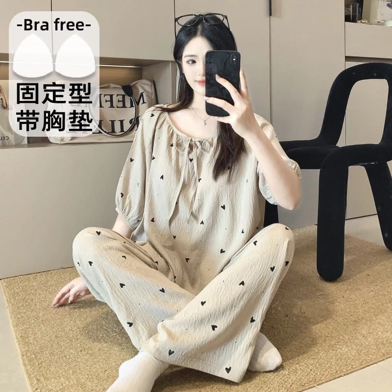 Quần dài ống rộng áo tay lỡ có sẵn đệm ngực RaNa phong cách sành điệu có thể mặc ra ngoài