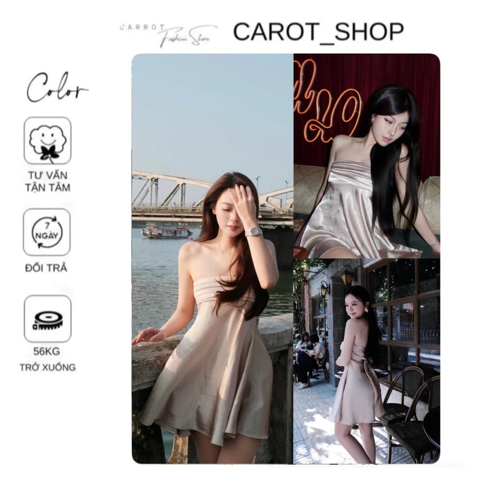VN96 Váy lụa Tô Châu “ 𝐋𝐔̣𝐀 𝐎̂́𝐍𝐆 𝐓𝐇𝐀̆́𝐓 𝐍𝐎̛ “  sang chảnh tiểu thư by CarrotShop ( 𝐌𝟕 𝐌𝐀𝐍𝐆 Đ𝐂 𝐒𝐈𝐙𝐄 𝐒 => 𝐋 )