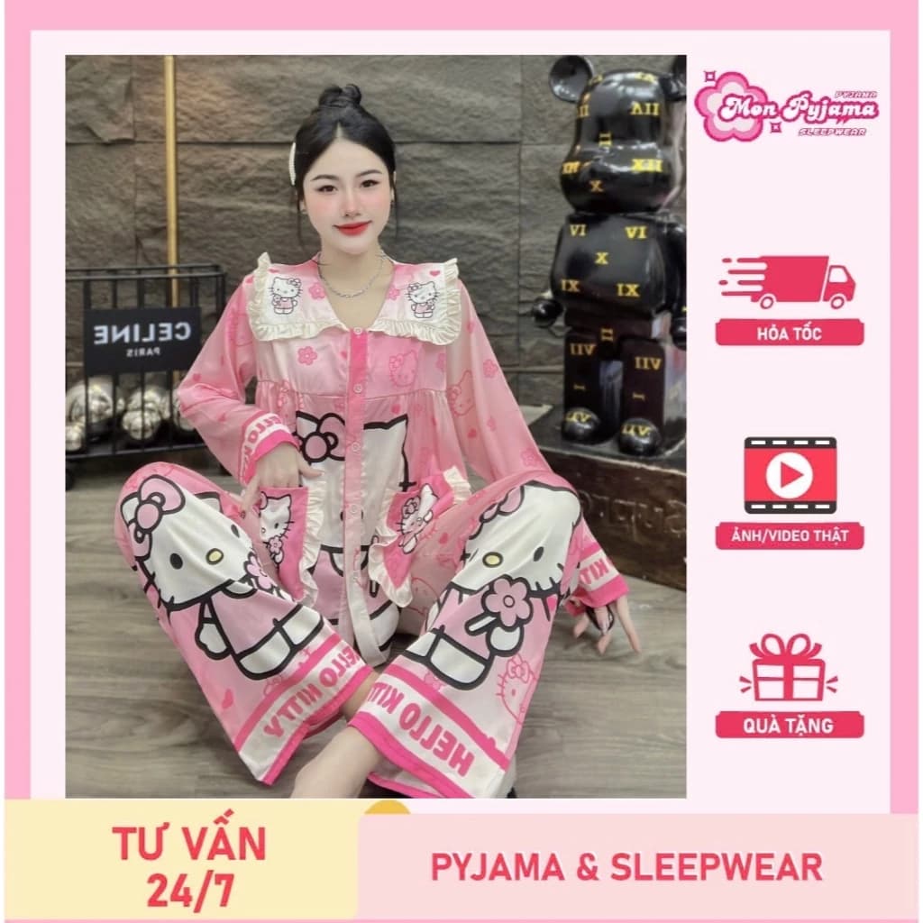 Đồ bộ nữ đồ mặc nhà,đồ ngủ dễ thương,bộ tiểu thư lụa latin mềm mịn mát nhiều họa tiết hot trend [07]