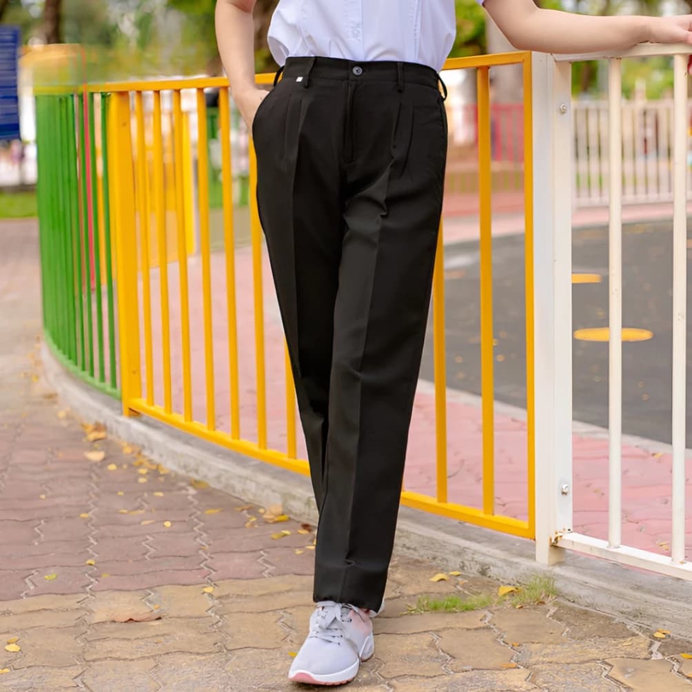 Quần Tây Quần Âu Học sinh, Quần Đồng Phục Học Sinh Lưng Chun, Quần dài Xanh, Đen Cho Nam Nữ từ lớp 1 đến 12