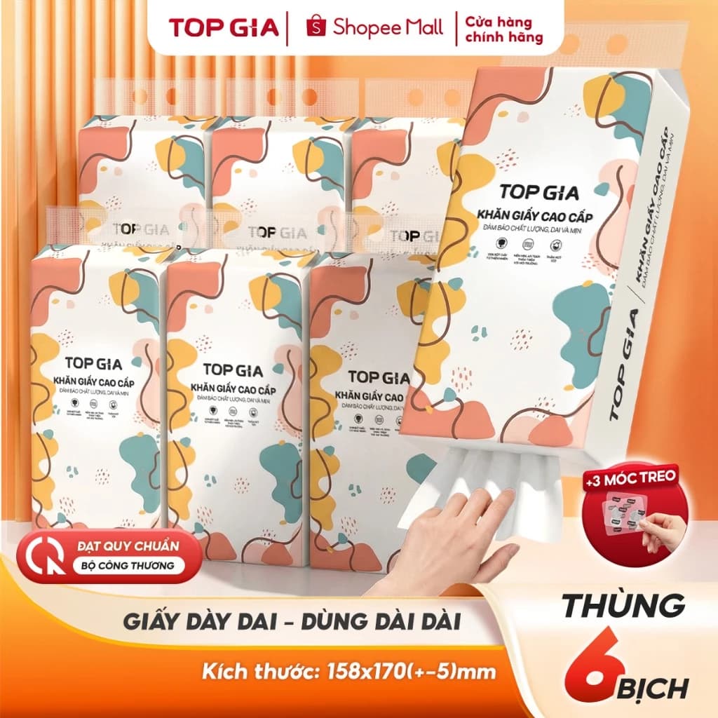 [BẢN NÂNG CÂP-KHỔNG LỒ] Giấy vệ sinh treo tường Top Gia 1280 tờ 4 lớp đa năng cao cấp, mềm mại