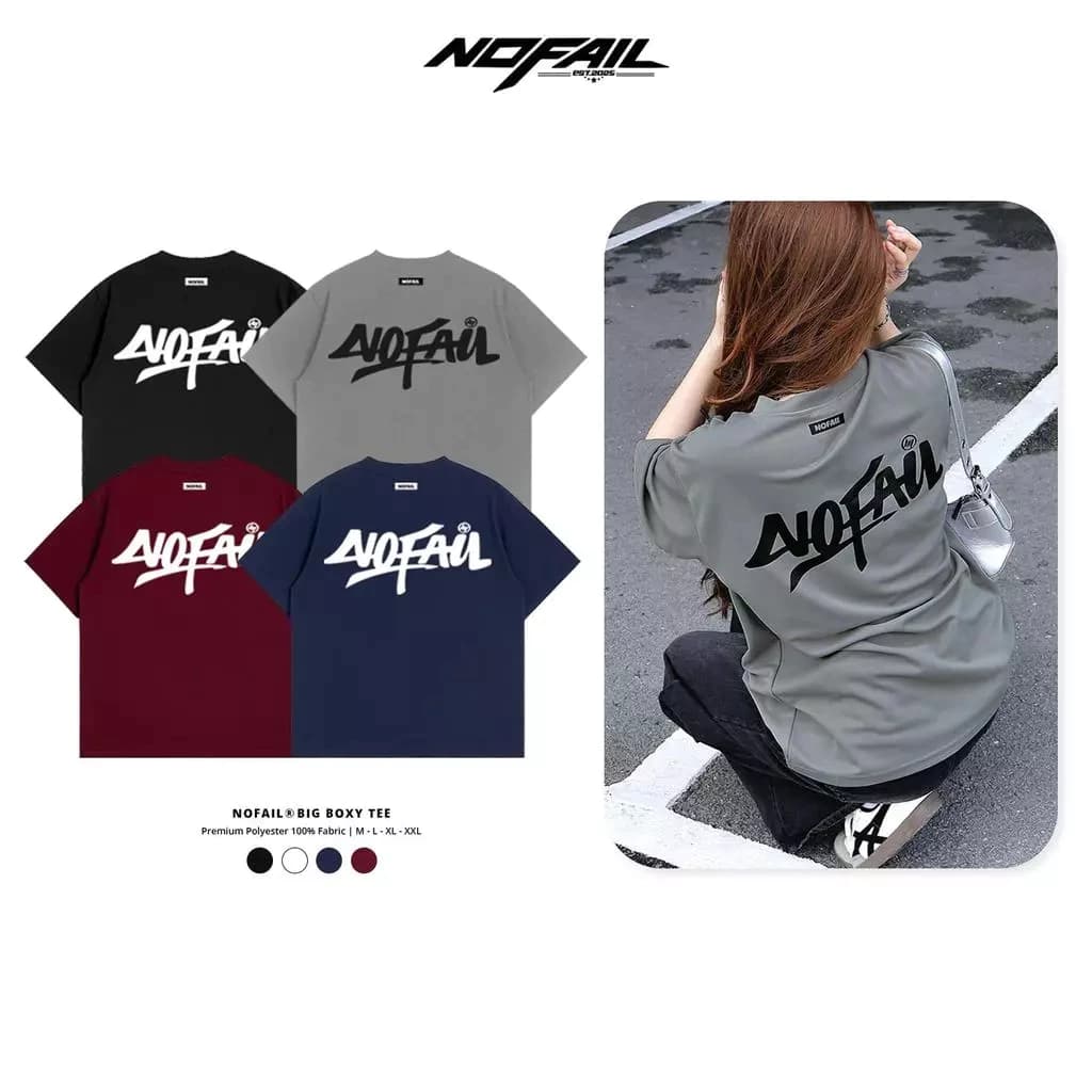 Áo Thun Form Boxy Nam Nữ Unisex Local Brand " No Fail ", Áo Polyester Cổ Tròn Mát Mẻ