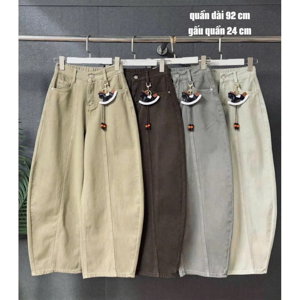 M02 Quần jeans baggy thụng ống cong 90-92cm cạp trước khoá sau chun mặc thoải mái