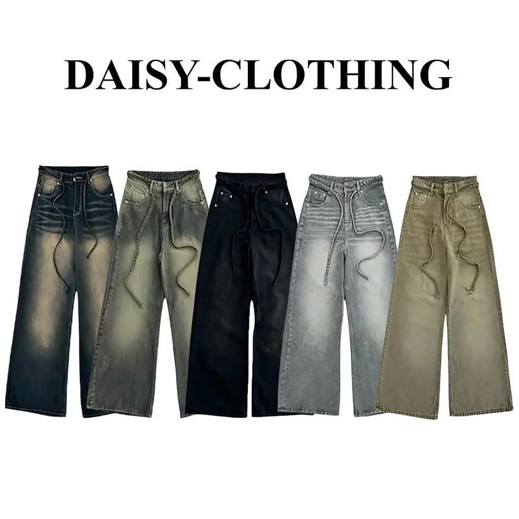 ALL JEANS LOOSE PLEAT- Quần Jeans Ống Rộng Nam Nữ Phối Dây Whose tổng hợp