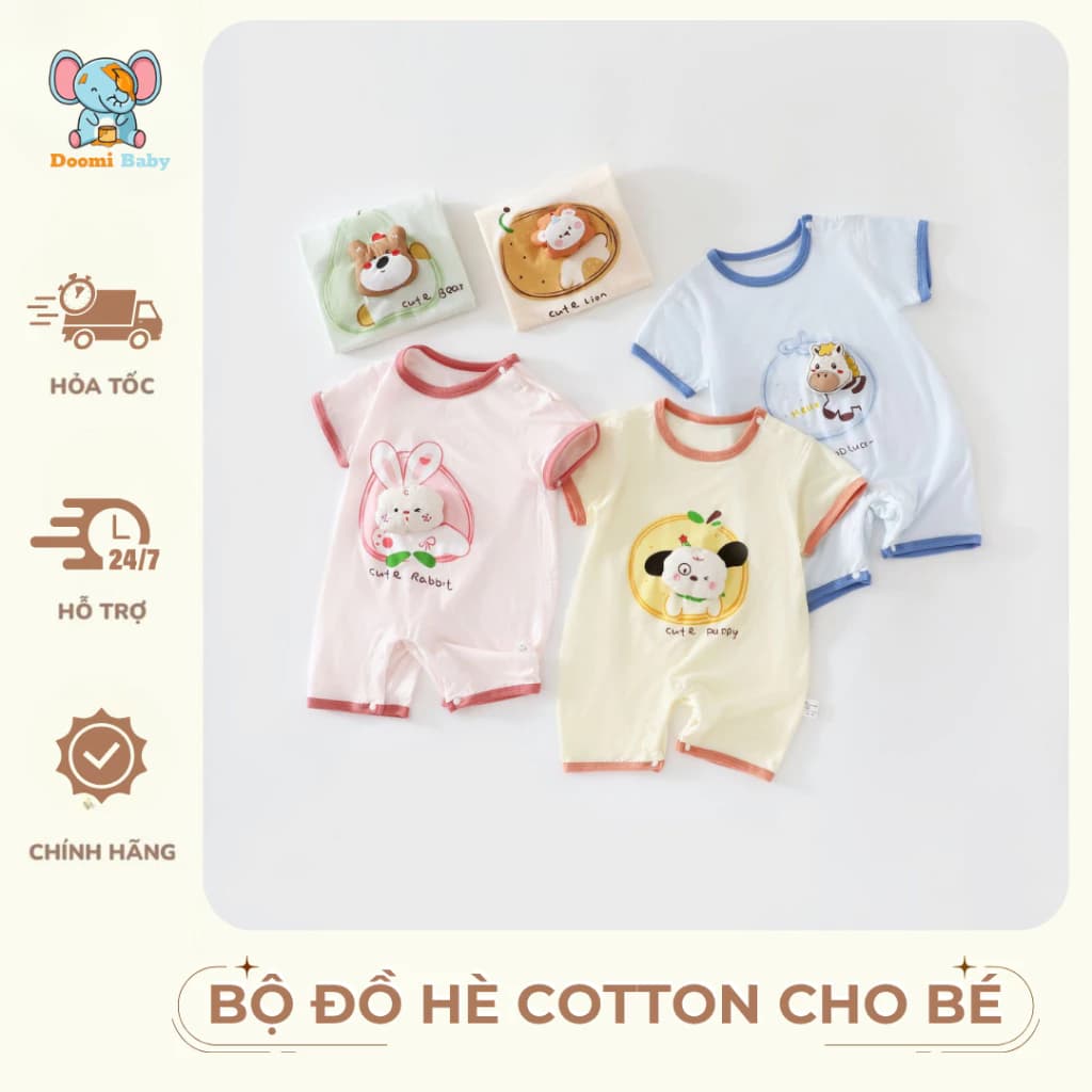 Bộ đồ mùa hè cho bé cotton mỏng mát, thấm hút mồ hôi, thoáng khí, mặc cực êm Doomi Baby - HT863