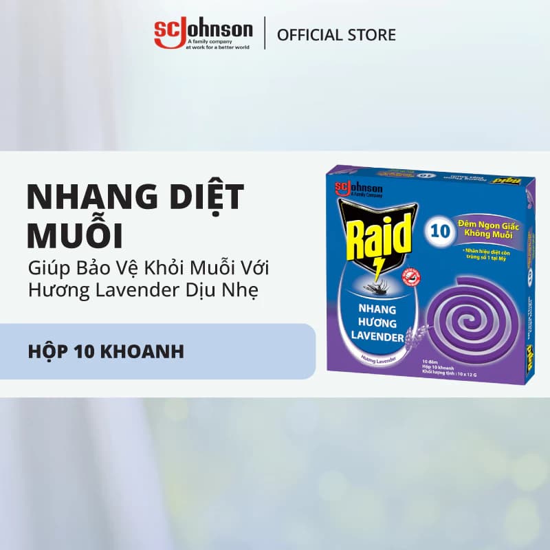 RAID Nhang Diệt Muỗi Hương Lavender 10 Khoanh Hiệu Quả Tốt Bảo Vệ Dài Lâu