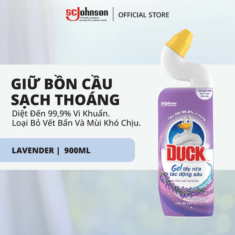 DUCK Tẩy Rửa Bồn Cầu Hương Oải Hương Diệt 99,9% Vi Khuẩn, Tẩy Sạch Vết Bẩn 900ml