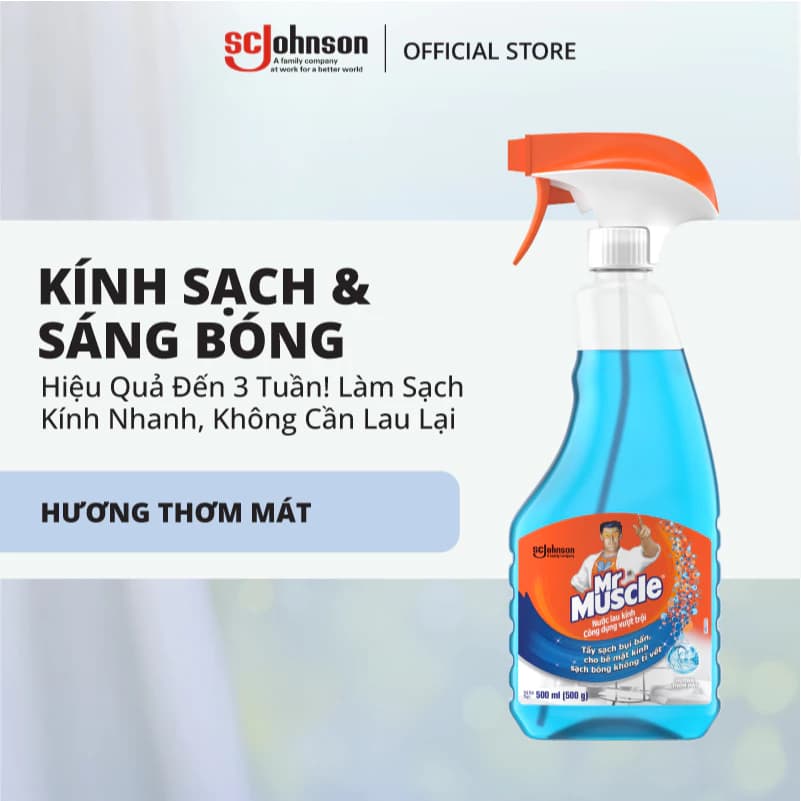 MR MUSCLE Nước Lau Kính Siêu Nhanh Sạch Bong Không Để Lại Vệt 500ml