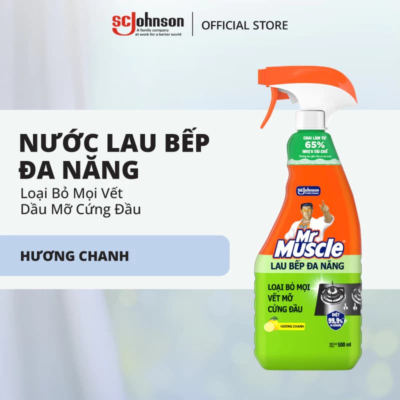 MR MUSCLE Nước Lau Bếp Đa Năng Hương Chanh Tẩy Sạch Vết Dầu Mỡ 500ml
