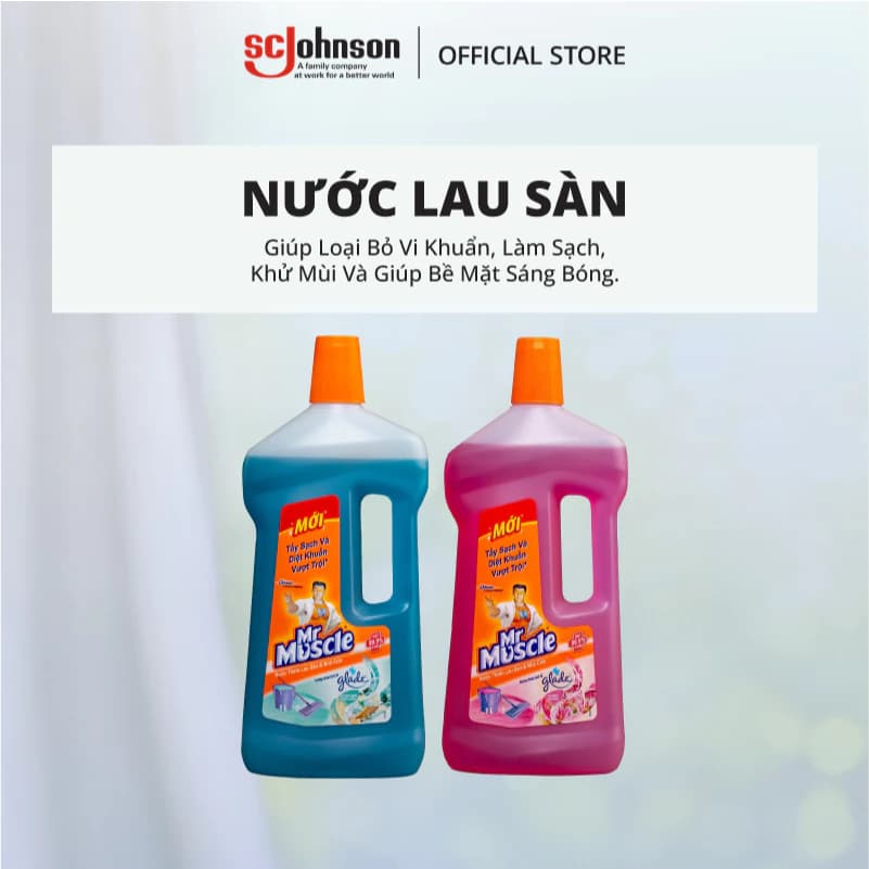 MR MUSCLE Combo 2 Nước Lau Nhà Diệt Khuẩn Sáng Bóng 1000ml x2