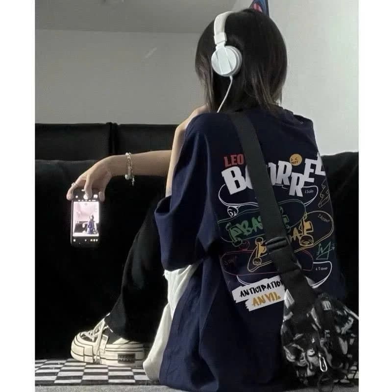 Áo thun phông nữ nam form rộng dấu quần chất liệu cotton loại 1 in hình BOURREE