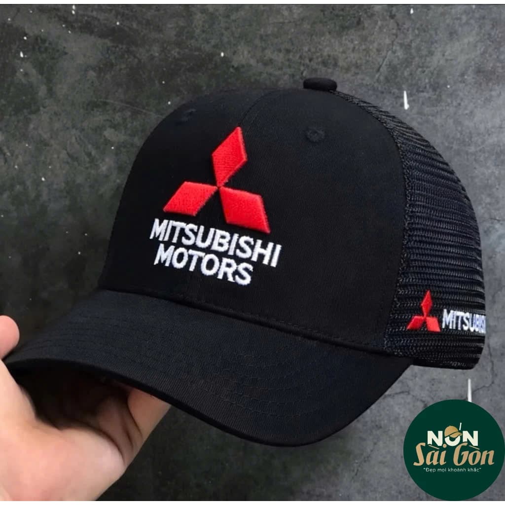 Nón kết, mũ lưỡi trai THỂ THAO MITSUBISHI form chuẩn phối lưới vải Kaki (Ảnh thật)