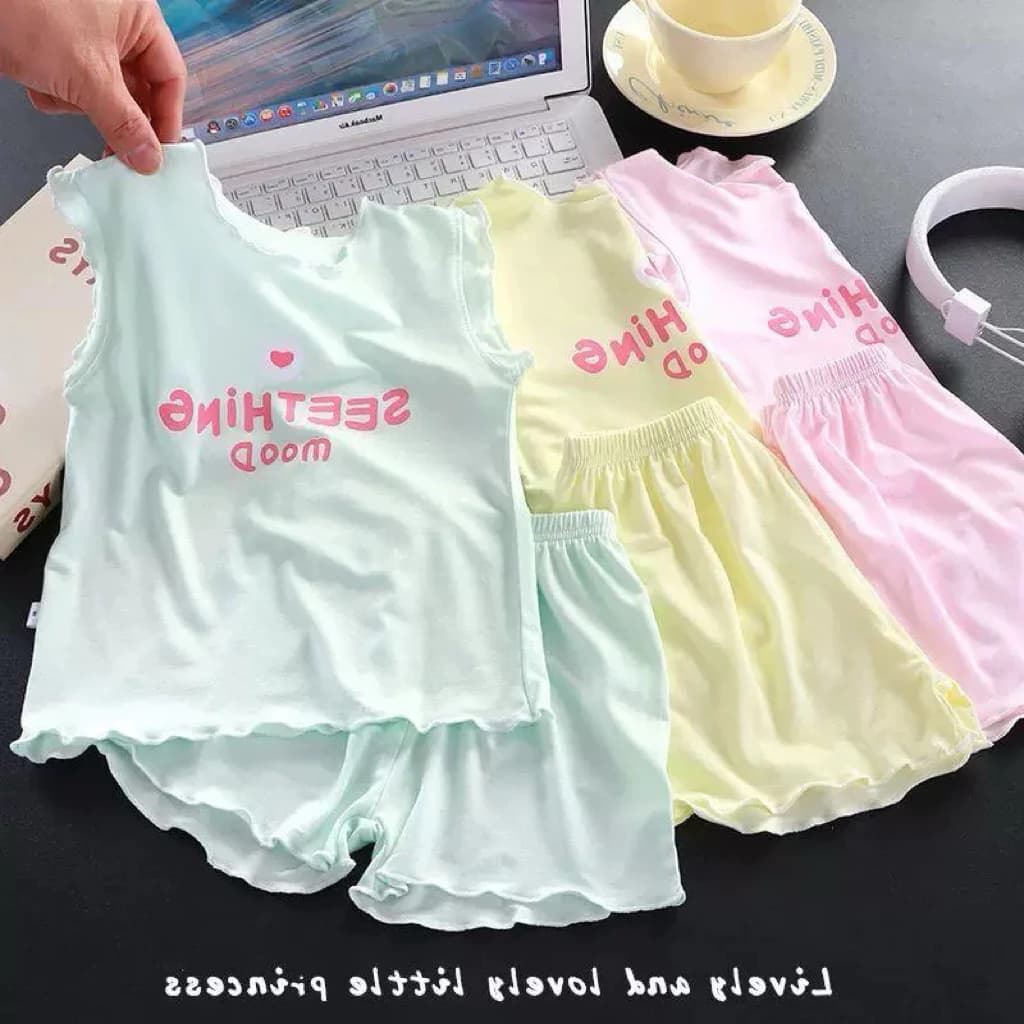 Bộ đồ bé gái mùa hè sát nách vải mát mềm co giãn, set áo + quần short dễ thương nhiều màu xinh xắn cho bé 1-6 tuổi