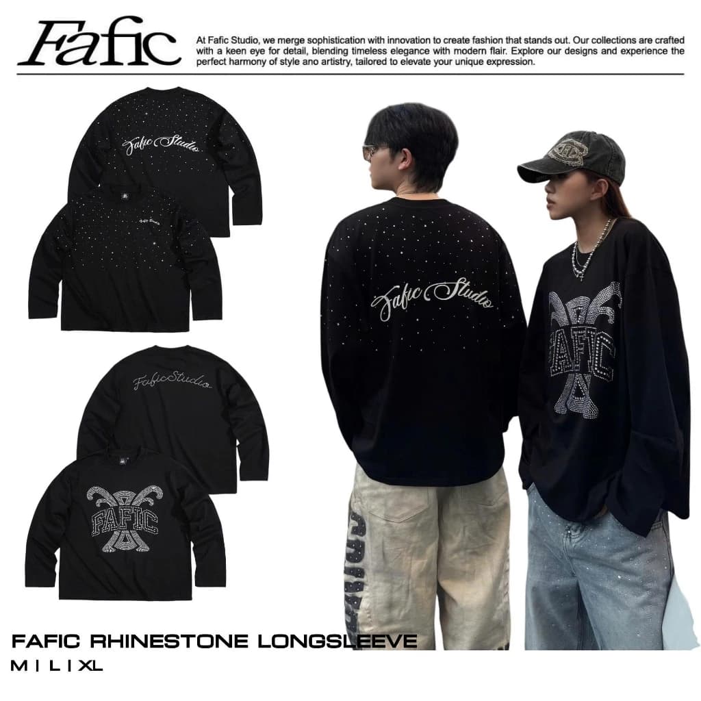 Áo thun longtee Boxy ĐÍNH ĐÁ cổ tròn tay dài FAFIC BLING cotton mùa hè nam nữ unisex local brand