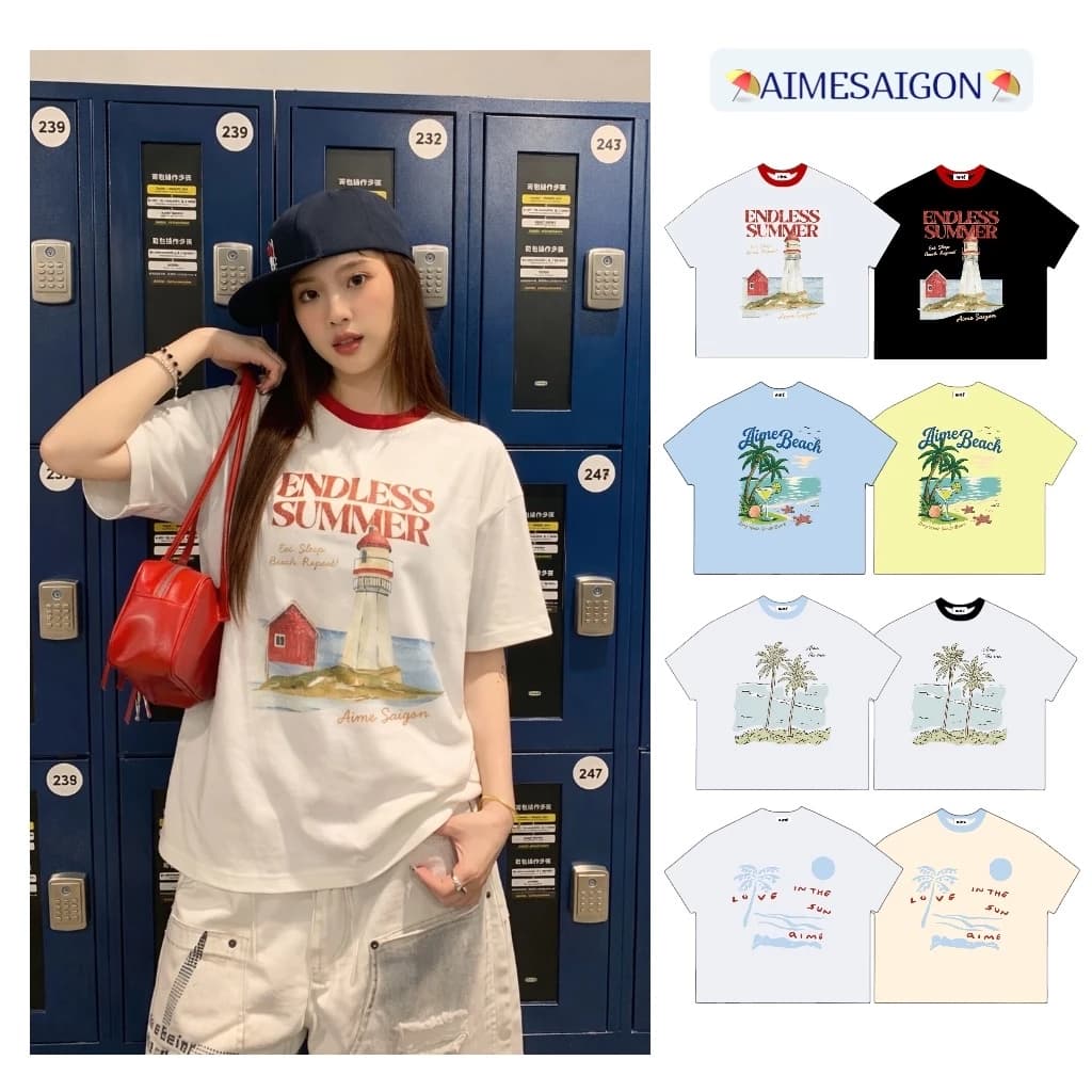 A7 Aimesaigon Áo Thun Boxy Local Brand Form Rộng Tay Ngắn Cotton 250gsm "SUMMER" Nam Nữ Unisex Hot Trend Mùa Hè