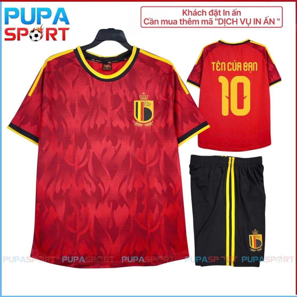 Bộ Đồ Đá Banh Hd/Strivend, Tuyển Bỉ World Cup 2026 - Sân Nhà - Màu Đỏ, Vải Mè Cho Nam Nữ, Có In Tên Unisex Sport Top