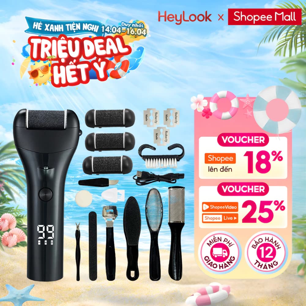 Máy Chà Gót Chân Loại Bỏ Da Chết Và Vết Chai Cho Tiệm Nail Mài Gót Chân Tại Nhà 3 Đầu Mài Sạc USB