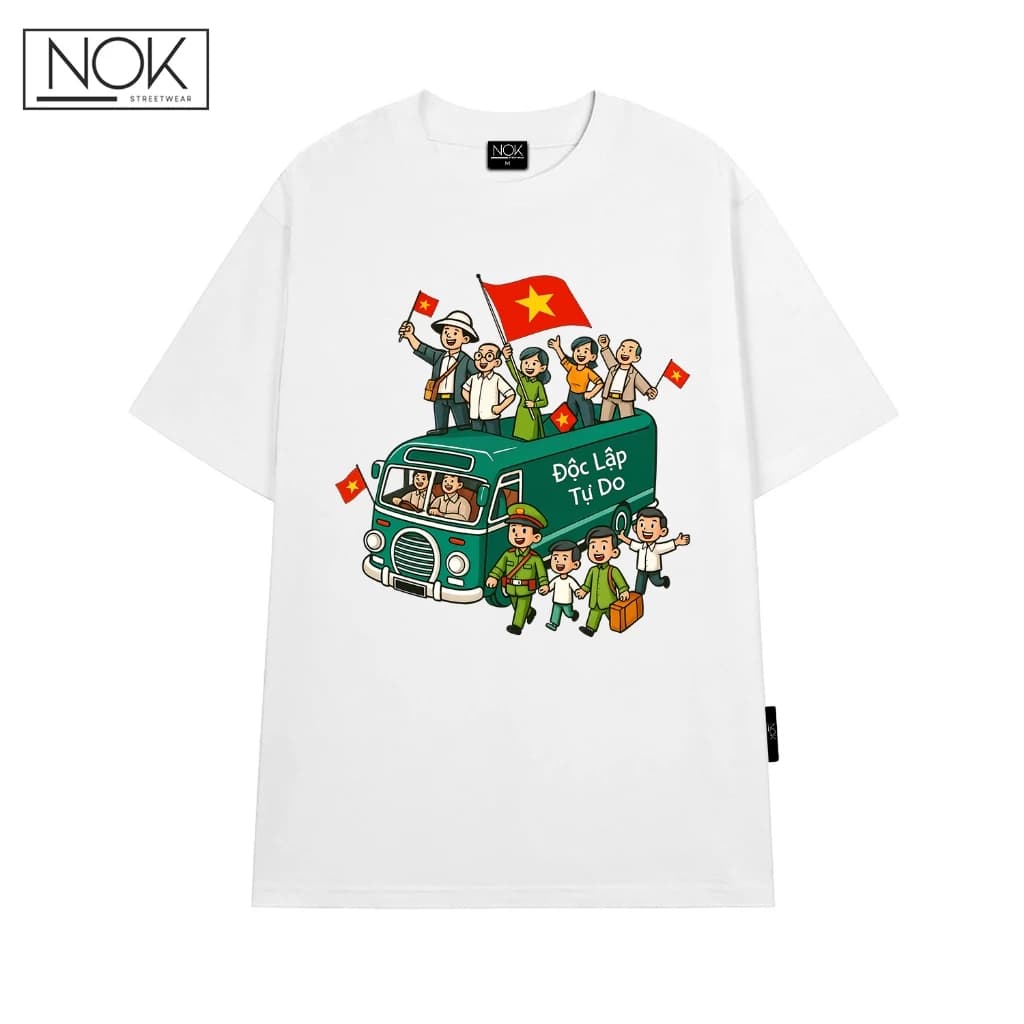 Áo thun cotton Độc lập Tự do nam nữ form rộng unisex,chất liệu cao cấp NOK-NS054