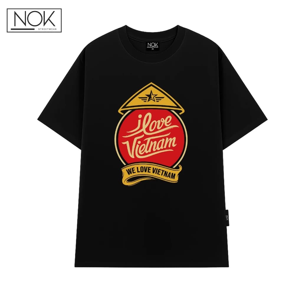 Áo thun unisex form rộng "I LOVE VIỆT NAM",chất liệu cotton mềm mịn thoáng mát NOK-NS068