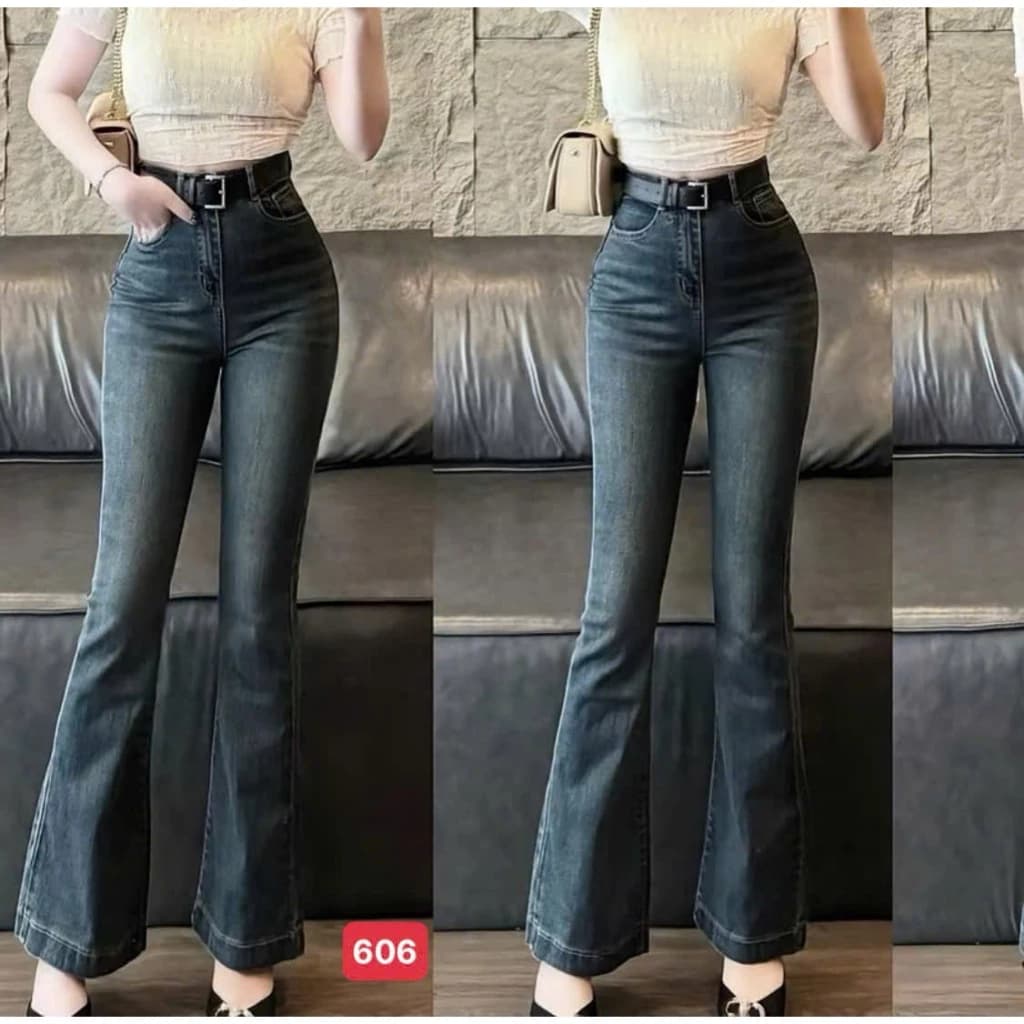 Hỏa tốc ( HCM ) Quần jean nữ ống loe co giãn, quần bò nữ hack dáng che khuyết điểm thời trang anhkhoi68 ms606