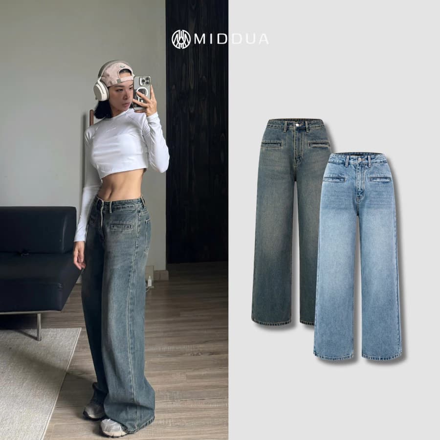 [MIDDUA] JN223 - Jeans suông túi mổ