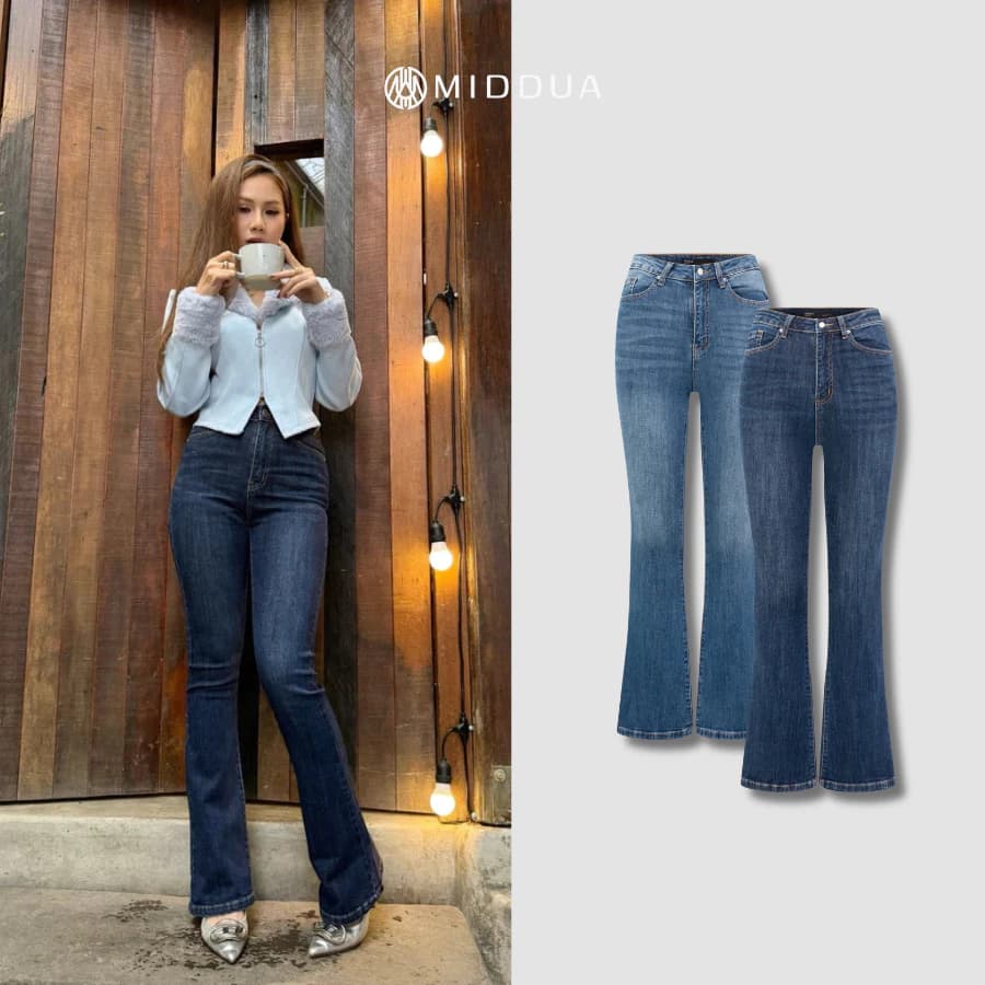 [MIDDUA] JN219 Jeans loe dáng dài wash