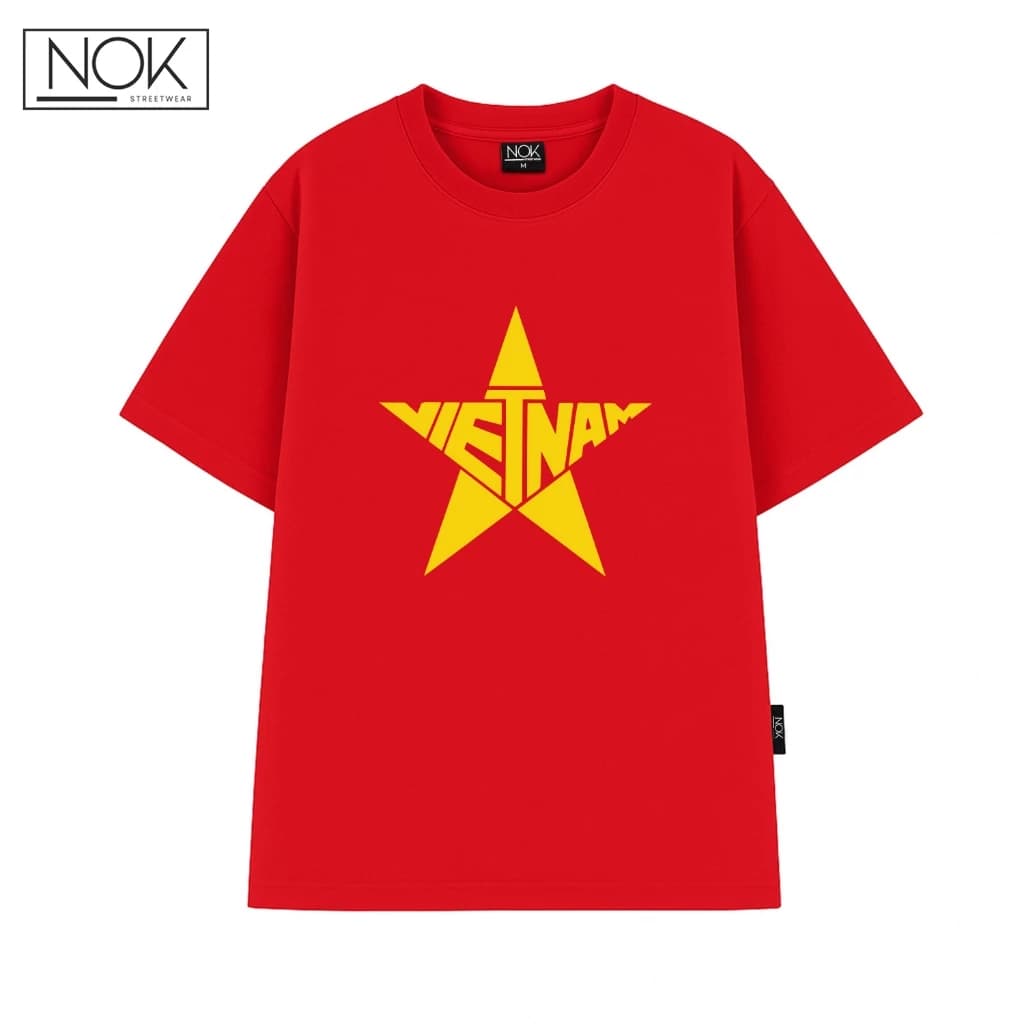 Áo phông unisex đỏ sao vàng thiết kế chữ VIETNAM sáng tạo, form rộng local brand NOK - N064