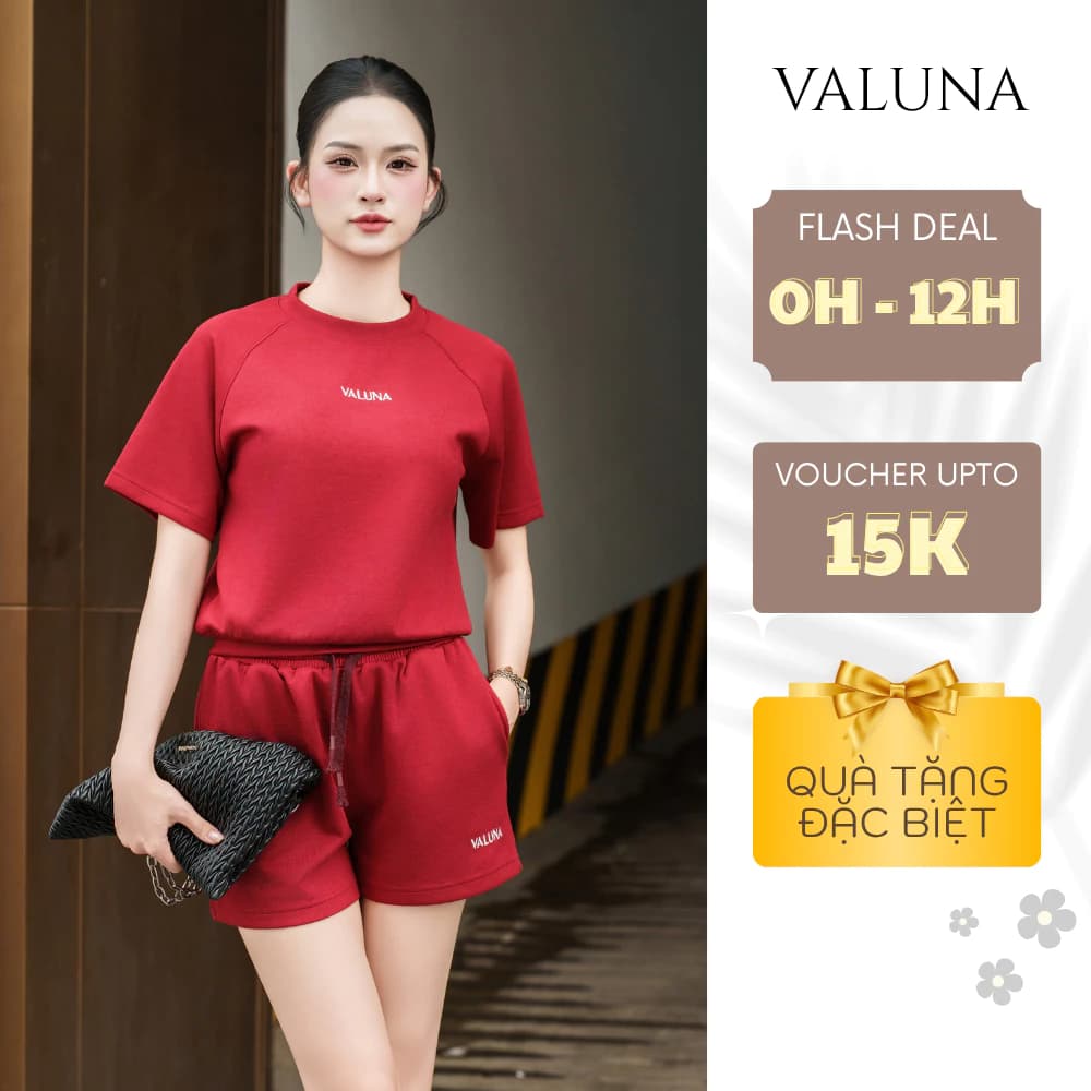 Set bộ áo thun quần short VALUNA thể thao năng động nữ mặc nhà dạo phố co giãn đẹp DB4