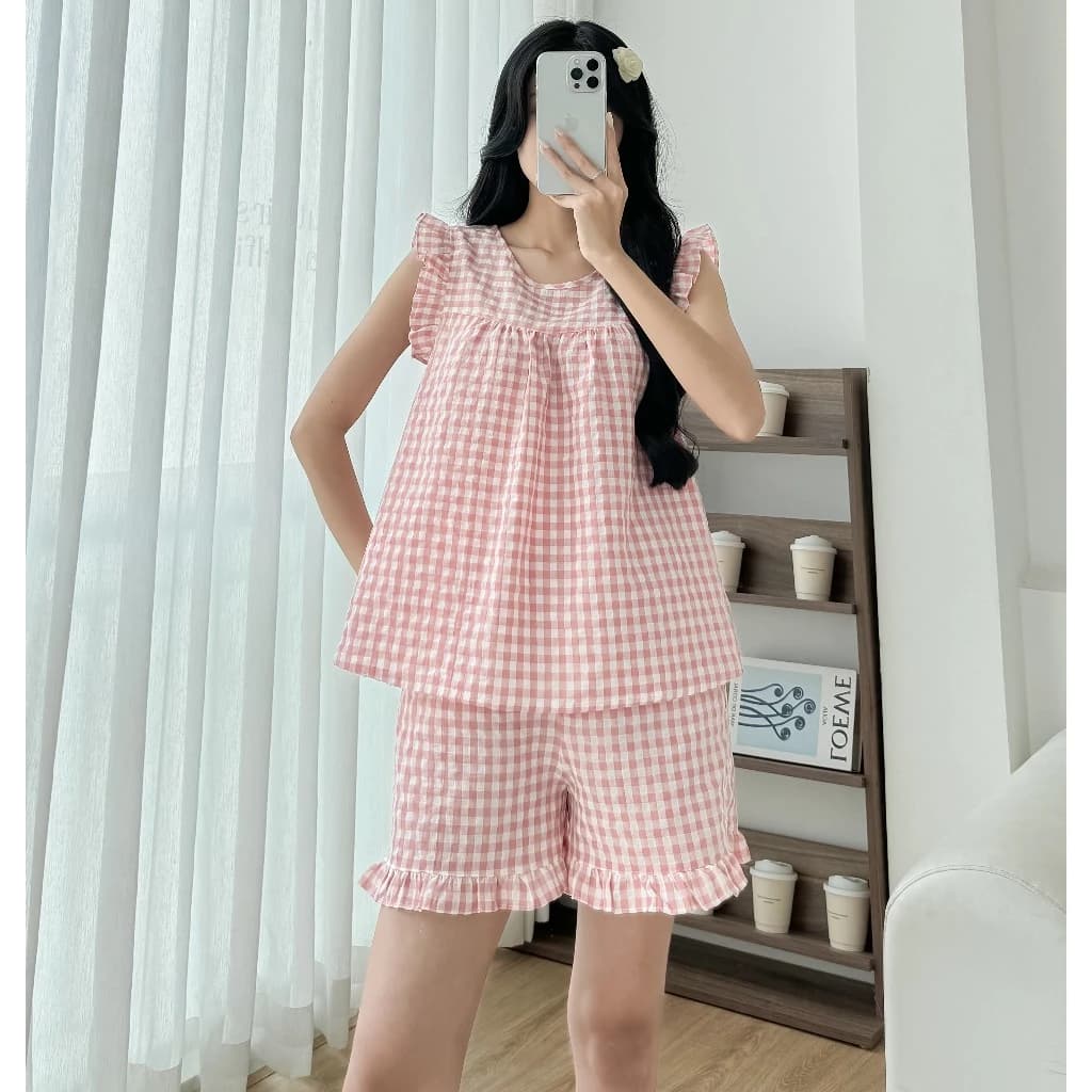 Bộ pijama nữ cánh tiên cổ tròn mặc nhà nhiều màu chất Cotton, Xô Lụa, Đũi, Tole, Lanh