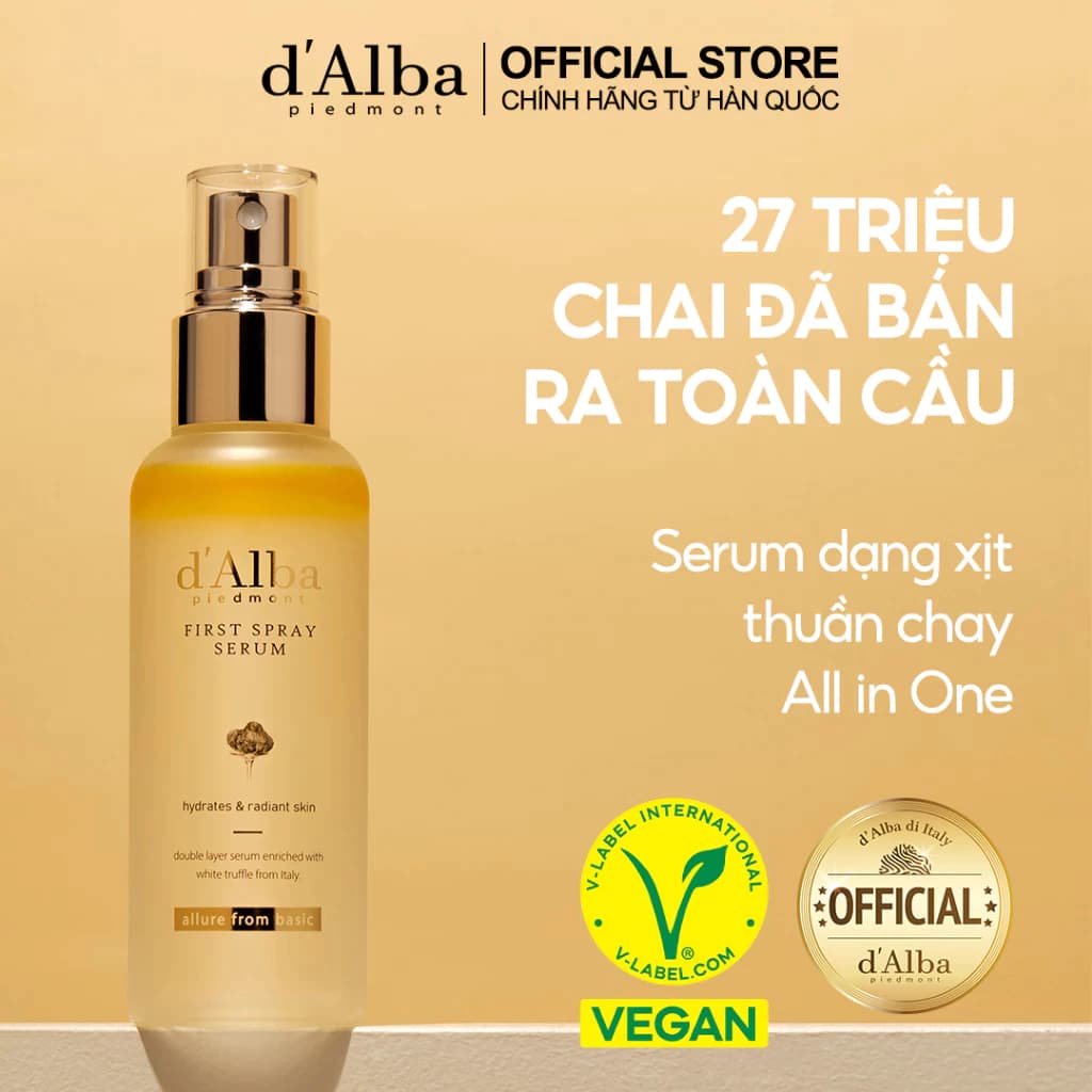 Serum dạng xịt khoáng d'Alba, dưỡng ẩm chống lão hoá First Spray Serum, White Truffle 100ml