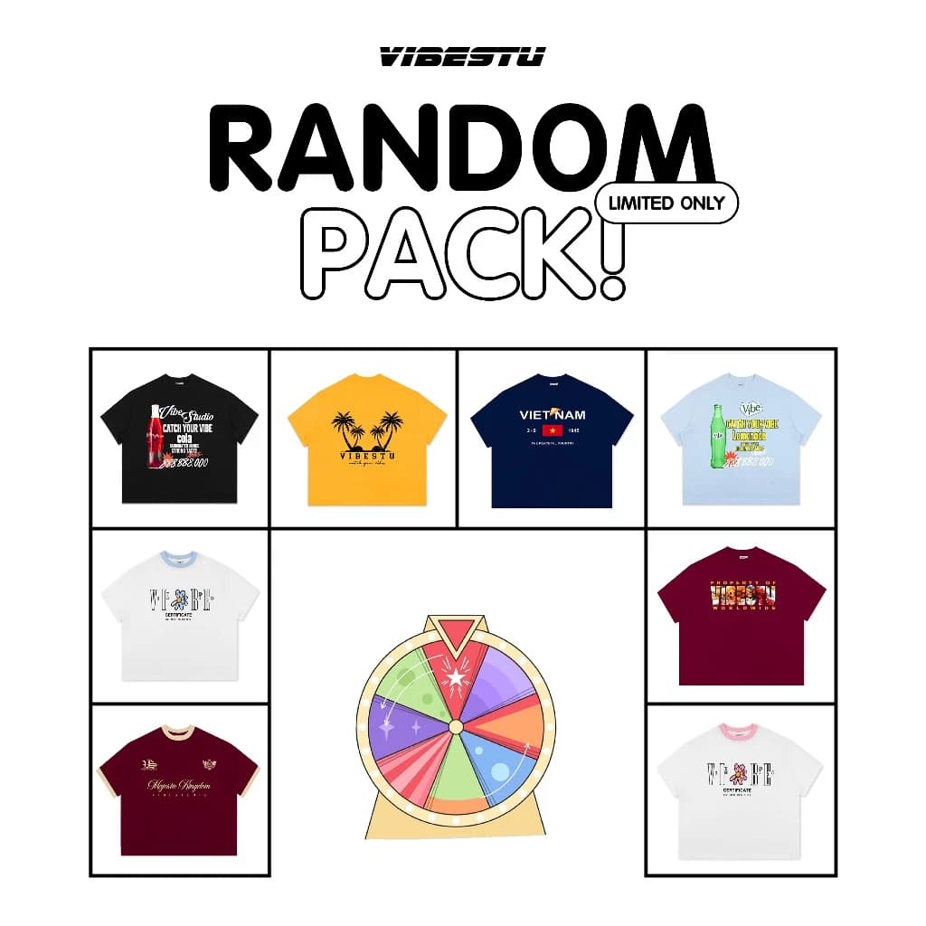Áo Thun Local Brand VIBESTU "Lucky Box" Áo Thun Ngẫu Nhiên