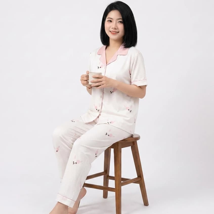 Bộ đồ pyjama dễ thương chất lụa xước cao cấp , sang chảnh Bn27
