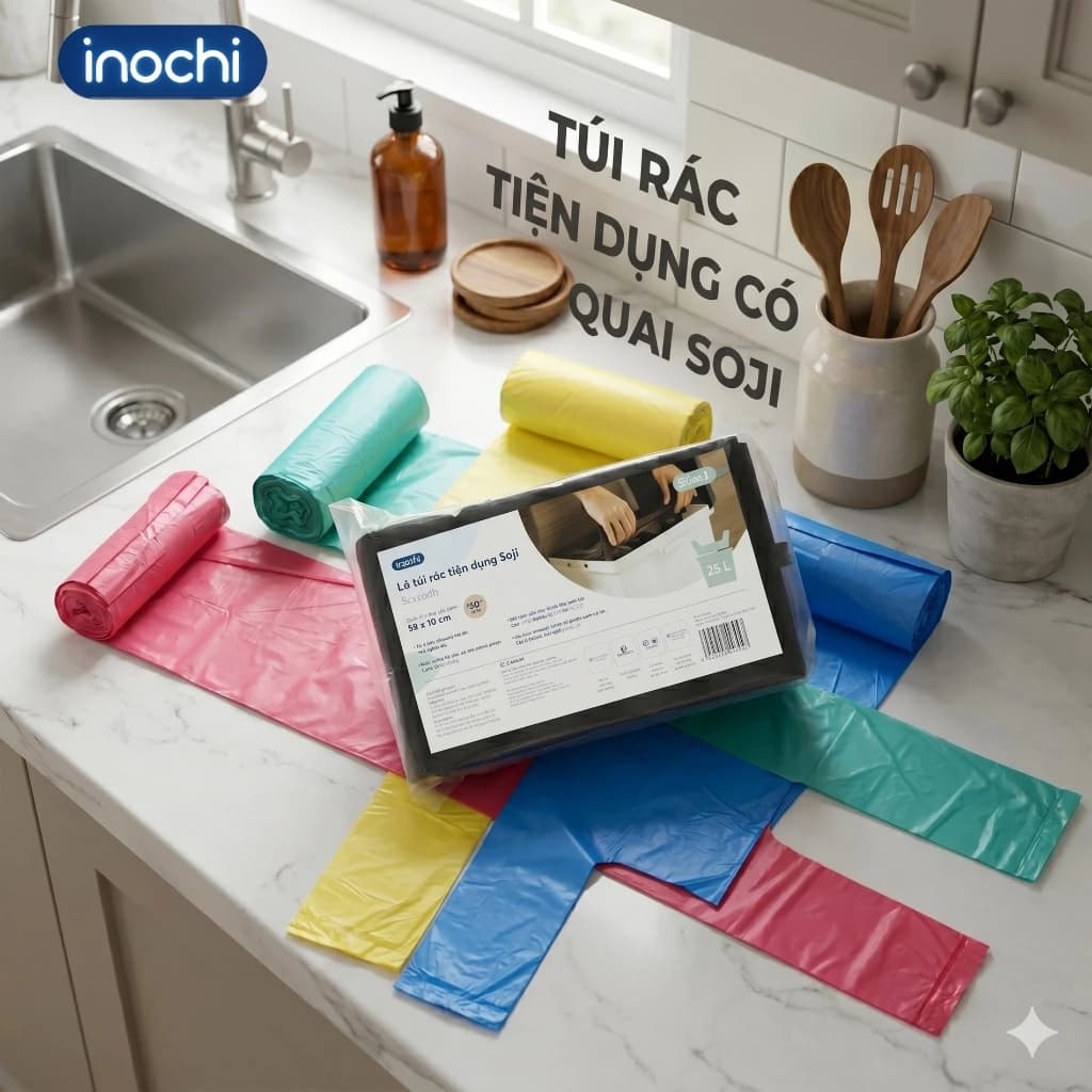 Lô 4 cuộn túi rác Inochi tiện dụng 10L (tiêu chuẩn Nhật Bản)
