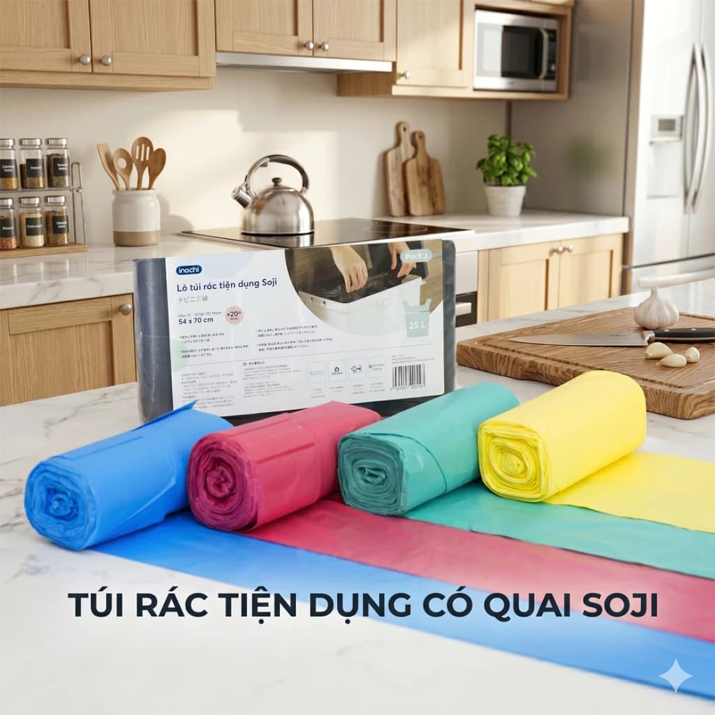 Túi Rác Inochi tiện dụng (tiêu chuẩn Nhật Bản) nhựa nguyên sinh cao cấp,không mùi, dai và khó rách