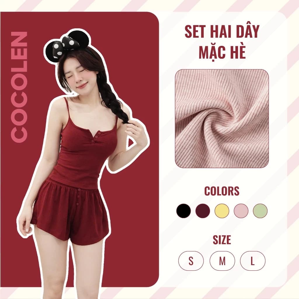 Set 2 Dây [KHÔNG MÚT] Mặc Hè Đi Biển, Mặc ở Nhà COCOLEN - Chất Liệu Tăm Muối Tiêu Lạ Mắt, Co Giãn Thoải Mái, Mát Mẻ S071