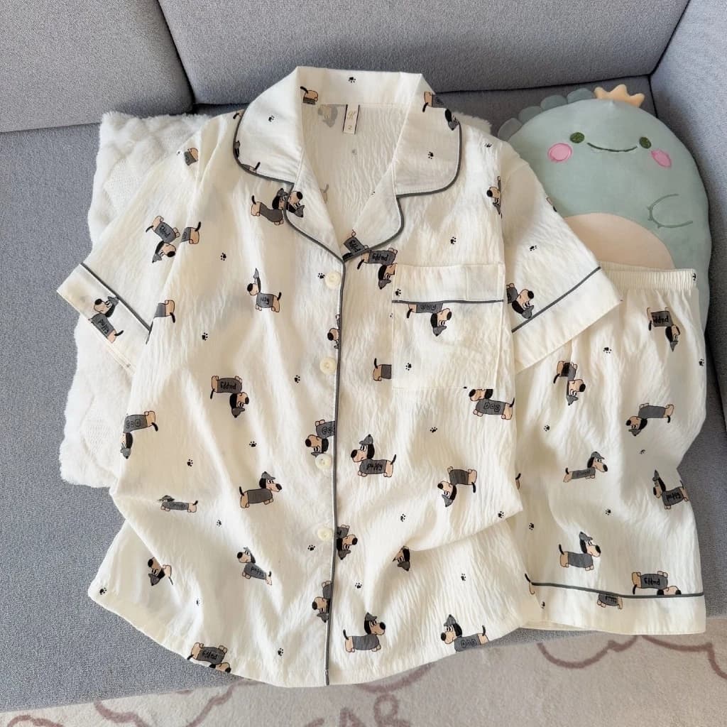 [Sẵn] Bộ ngủ pyjama cộc tay nhiều hoạ tiết đáng yêu mặc nhà dành cho nữ 527