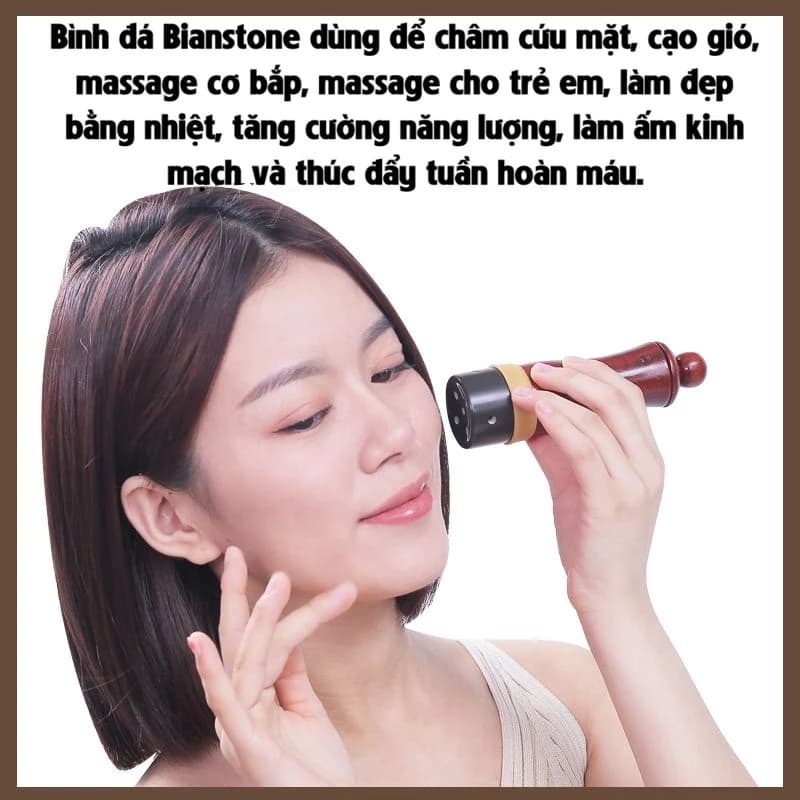 Bình đá Bianstone dùng để châm cứu mặt, cạo gió, massage cơ bắp, massage cho trẻ em, làm đẹp bằng nhiệt