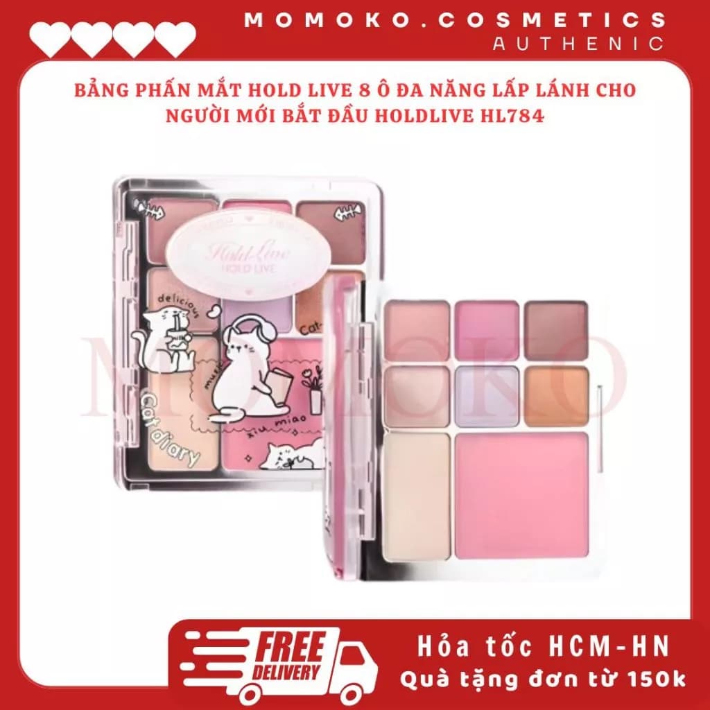 Bảng Phấn Mắt Hold Live 8 ô Đa Năng Lấp Lánh Cho Người Mới Bắt Đầu Holdlive HL784